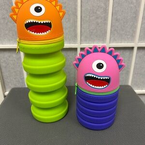 2 Little Yellow Bicycle Monster Retractable Pencil Cases
